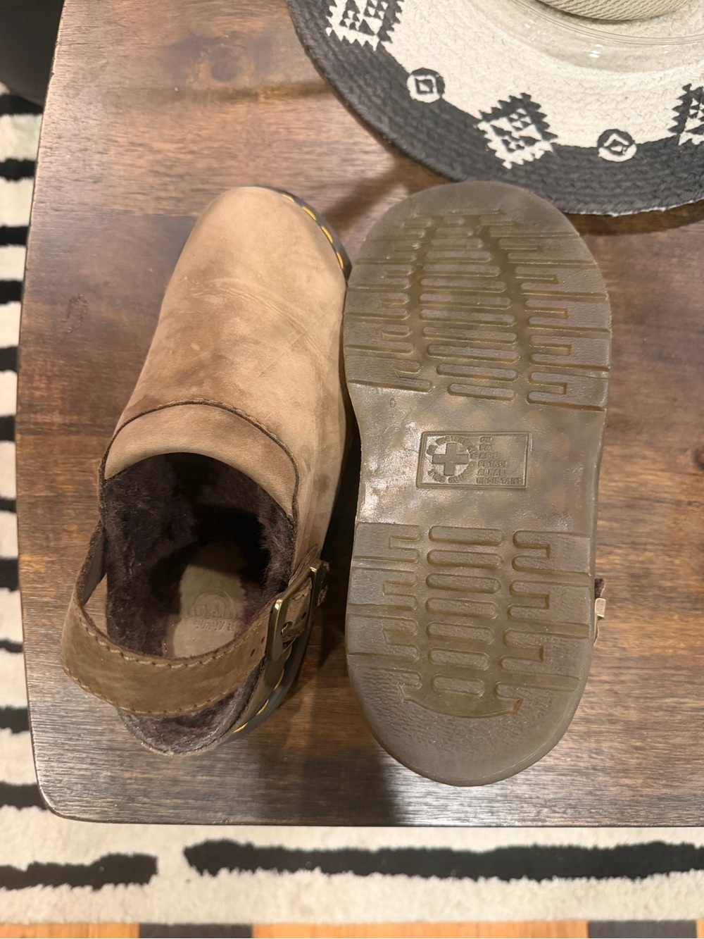 Dr. Martens Kids Brown Suede Slip-On Clogs with Faux Fur